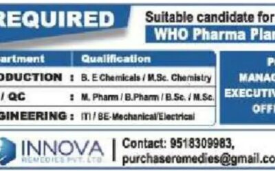 Pharma Company Job Vaccancy