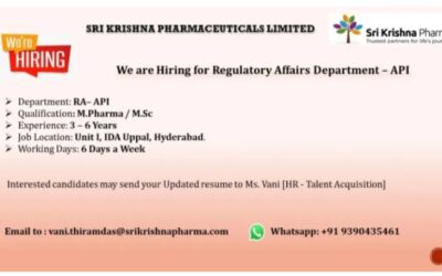 Shri Krishna Pharmaceuticals Latest Job Vaccancy